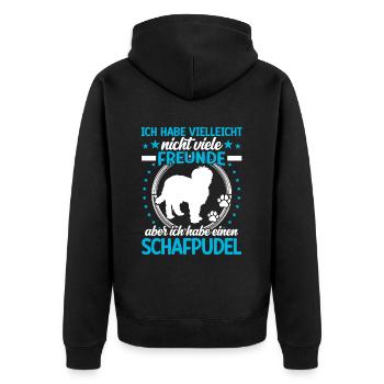 Schafpudel ist mein Freund Hütepudel - Unisex Premium Bio Zip Hoodie - Schwarz - Hinten - Nico (187cm)