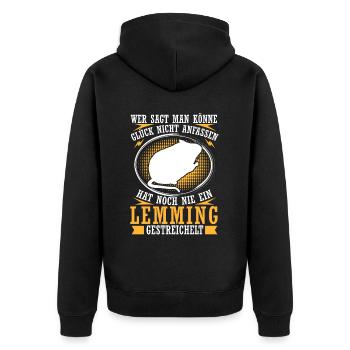 Lemming Petting Vole Lemming - Unisex Premium Organic Zip Hoodie - black - Back - Nico (187cm)