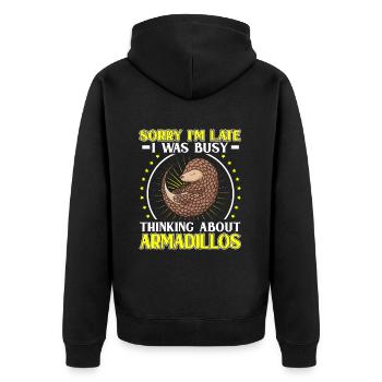 Thought of armadillo Armadillo Armadillo - Unisex Premium Organic Zip Hoodie - black - Back - Nico (187cm)