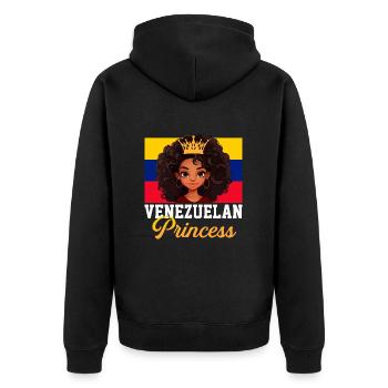 venezuelan princess, flag venezuela - Unisex Premium Bio Zip Hoodie - Schwarz - Hinten - Nico (187cm)