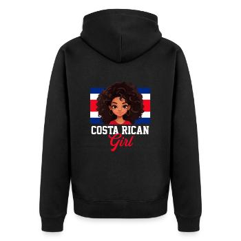 costa rican girl, costa rica - Unisex Premium Bio Zip Hoodie - Schwarz - Hinten - Nico (187cm)