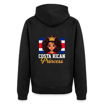 costa rican Princess, costa rica - Unisex Premium Bio Zip Hoodie - Schwarz - Hinten - Nico (187cm)