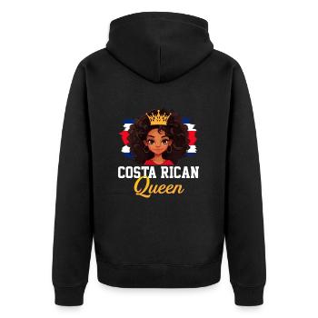 costa rican Queen, costa rica - Unisex Premium Bio Zip Hoodie - Schwarz - Hinten - Nico (187cm)
