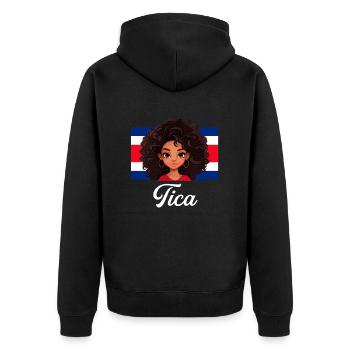 costa rican Queen, costa rica - Unisex Premium Bio Zip Hoodie - Schwarz - Hinten - Nico (187cm)