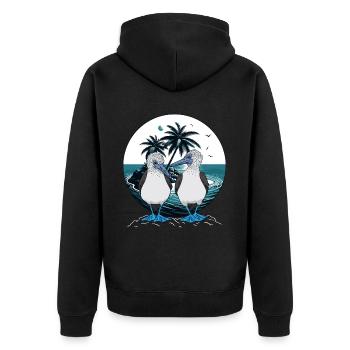 Blaufußtölpel Galapagos - Unisex Premium Bio Zip Hoodie - Schwarz - Hinten - Nico (187cm)