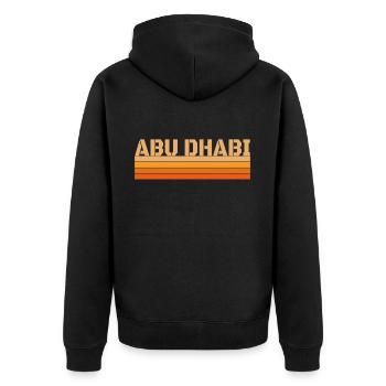 Umfassen Sie die Essenz der Emirate mit diesem - Unisex Premium Bio Zip Hoodie - Schwarz - Hinten - Nico (187cm)
