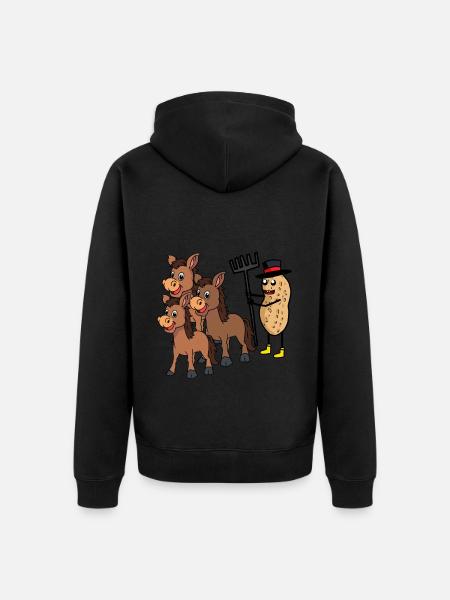 Maapähkinäpähkinä Aasinkuljettaja Aasi Hevonen Pähkinä - Premium unisex luomu-huppari vetoketjulla - musta
