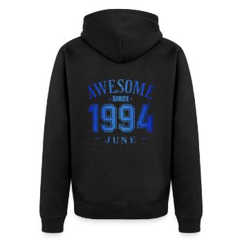 June 1994 - Geburtstag im Juni Awesome - Unisex Premium Bio Zip Hoodie - Schwarz - Hinten - Nico (187cm)
