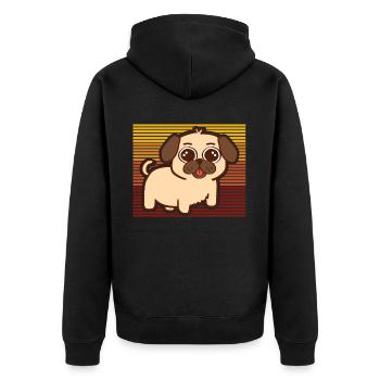 Begrüßen Sie Ihre Liebe zu Möpsen mit diesem - Unisex Premium Bio Zip Hoodie - Schwarz - Hinten - Nico (187cm)