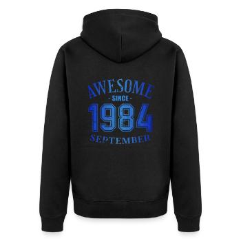 Septembre 1984 - Anniversaire en septembre Génial - Veste à capuche bio Premium Unisexe - noir - Dos - Nico (187cm)