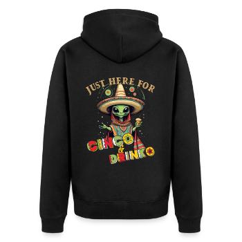 Fiesta Alien Spruch Lustiger Mexiko Feiertag - Unisex Premium Bio Zip Hoodie - Schwarz - Hinten - Nico (187cm)