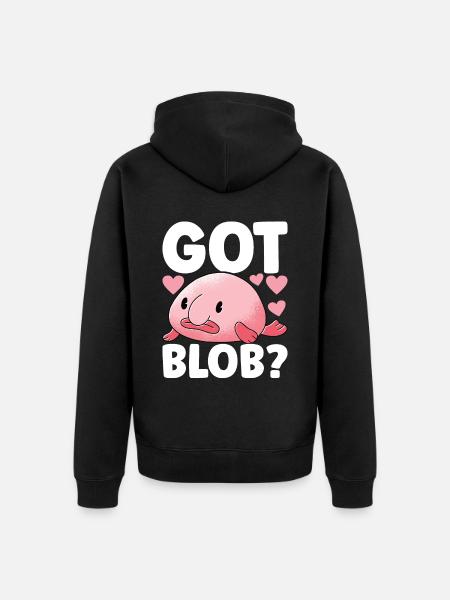 Cute Blob Fish Ugly Fish - Unisex Premium Organic Zip Hoodie - black