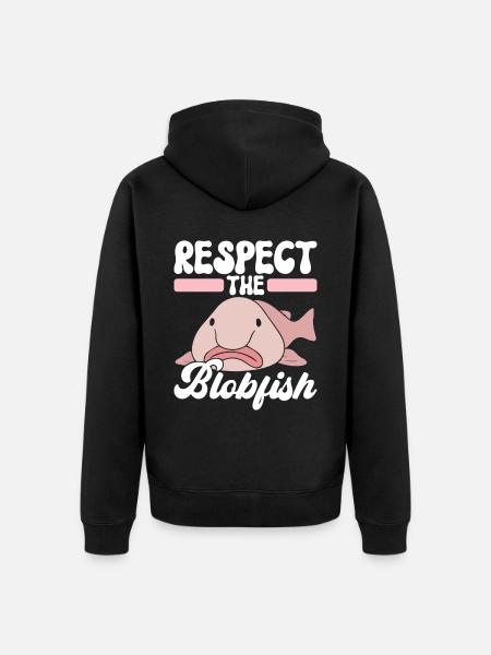 Cute Blob Fish Ugly Fish - Unisex Premium Organic Zip Hoodie - black