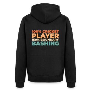 Cricket - Unisex Premium Bio Zip Hoodie - Schwarz - Hinten - Nico (187cm)