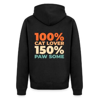 Katze - Unisex Premium Bio Zip Hoodie - Schwarz - Hinten - Nico (187cm)