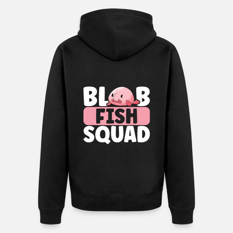 Poisson blob mignon poisson laid - Veste à capuche bio Premium Unisexe - noir