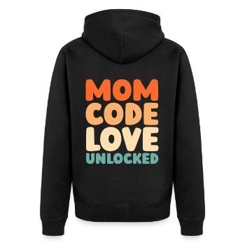 Mom Mom - Unisex Premium Organic Zip Hoodie - black - Back - Nico (187cm)