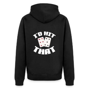 Blackjack - Unisex Premium Organic Zip Hoodie - black - Back - Nico (187cm)