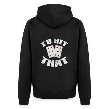 Blackjack Blackjack Card Game Casino Gift - Unisex Premium Organic Zip Hoodie - black - Back - Nico (187cm)