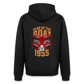 1955 - Jahr der Ziege - Chinesisches Sternzeichen - Unisex Premium Bio Zip Hoodie - Schwarz - Hinten - Nico (187cm)