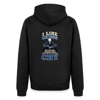 Schach bringt die Menschen zum Weinen - Unisex Premium Bio Zip Hoodie - Schwarz - Hinten - Nico (187cm)