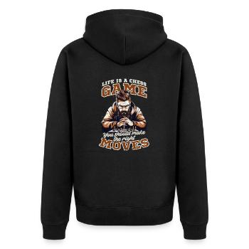 Chess Life Is Chess Game Make Right Move - Unisex Premium Organic Zip Hoodie - black - Back - Nico (187cm)