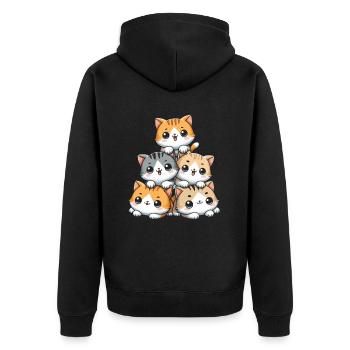 Stapel Von Kitty Cats Stapel Kawaii Meowtain Anime - Unisex Premium Bio Zip Hoodie - Schwarz - Hinten - Nico (187cm)