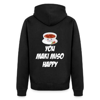 You Maki Miso Happy Asian Chinese Cuisine - Unisex Premium Organic Zip Hoodie - black - Back - Nico (187cm)