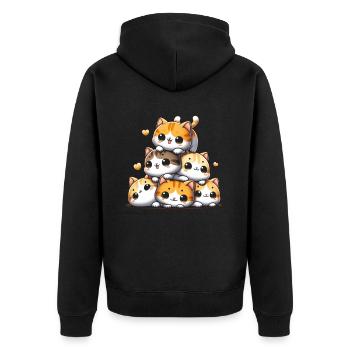 Stapel Von Kitty Cats Stapel Kawaii Meowtain Anime - Unisex Premium Bio Zip Hoodie - Schwarz - Hinten - Nico (187cm)