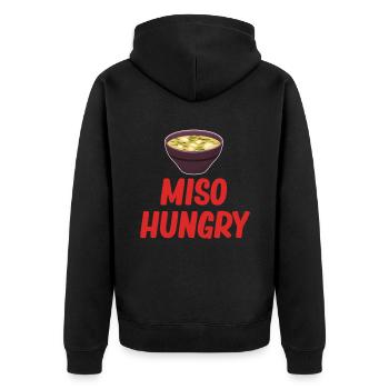 Miso Hungry Miso Puns Asian Chinese - Unisex Premium Organic Zip Hoodie - black - Back - Nico (187cm)