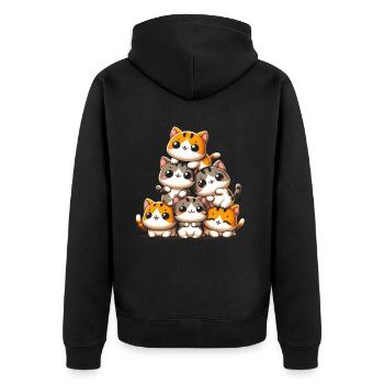 Stapel Von Kitty Cats Stapel Kawaii Meowtain Anime - Unisex Premium Bio Zip Hoodie - Schwarz - Hinten - Nico (187cm)