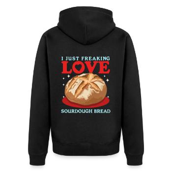 Sourdough Bread Sourdough Bread Gift - Unisex Premium Organic Zip Hoodie - black - Back - Nico (187cm)