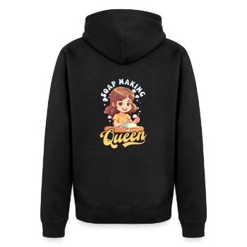 Seifenherstellung Seifenherstellung Königin - Unisex Premium Bio Zip Hoodie - Schwarz - Hinten - Nico (187cm)
