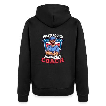 4. Juli Baseballtrainer Patriotischer Trainer - Unisex Premium Bio Zip Hoodie - Schwarz - Hinten - Nico (187cm)