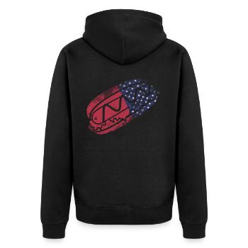 Hot-dog Adulte Drapeau américain - Veste à capuche bio Premium Unisexe - noir - Dos - Nico (187cm)