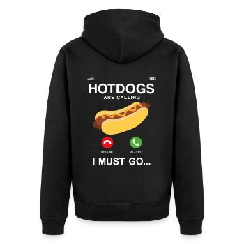Hot Dog Adult Phone Display Hot - Unisex Premium Organic Zip Hoodie - black - Back - Nico (187cm)
