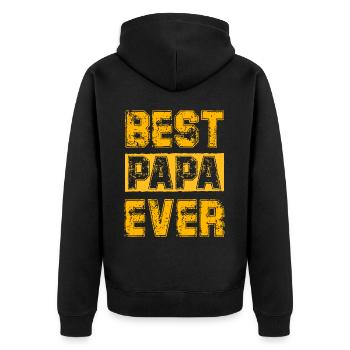 Bester Papa aller Zeiten - Unisex Premium Bio Zip Hoodie - Schwarz - Hinten - Nico (187cm)