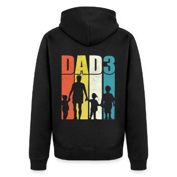 Vater von drei Kindern - Unisex Premium Bio Zip Hoodie - Schwarz - Hinten - Nico (187cm)