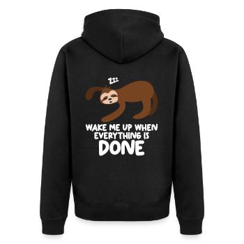 Sleeping Sloth Lazy Sloths - Unisex Premium Bio Zip Hoodie - Schwarz - Hinten - Nico (187cm)