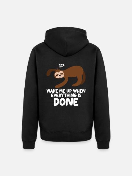 Sleeping Sloth Lazy Sloths - Unisex Premium Organic Zip Hoodie - black