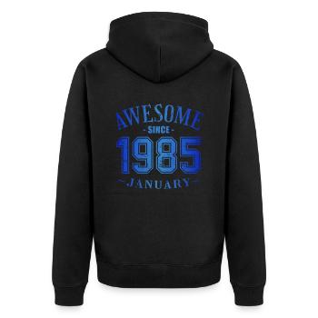 January 1985 - Geburtstag im Januar Awesome - Unisex Premium Bio Zip Hoodie - Schwarz - Hinten - Nico (187cm)