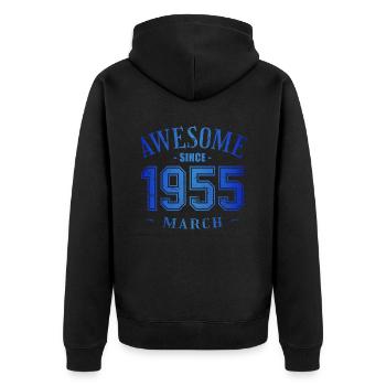 March 1955 - Geburtstag im März Awesome - Unisex Premium Bio Zip Hoodie - Schwarz - Hinten - Nico (187cm)