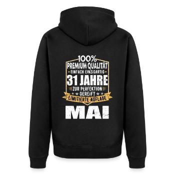 31ème anniversaire mai millésime 1993 idée cadeau - Veste à capuche bio Premium Unisexe - noir - Dos - Nico (187cm)