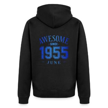 June 1955 - Geburtstag im Juni Awesome - Unisex Premium Bio Zip Hoodie - Schwarz - Hinten - Nico (187cm)