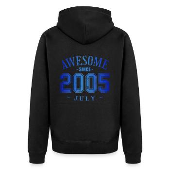 July 2005 - Geburtstag im Juli Awesome - Unisex Premium Bio Zip Hoodie - Schwarz - Hinten - Nico (187cm)