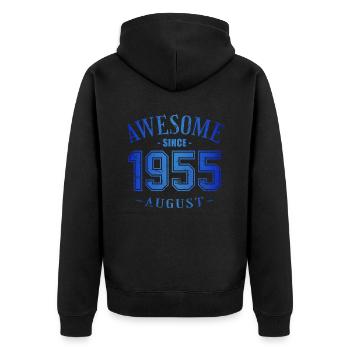 August 1955 - Geburtstag im August Awesome - Unisex Premium Bio Zip Hoodie - Schwarz - Hinten - Nico (187cm)