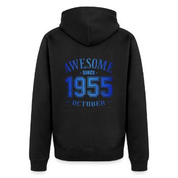 October 1955 - Geburtstag im Oktober Awesome - Unisex Premium Bio Zip Hoodie - Schwarz - Hinten - Nico (187cm)