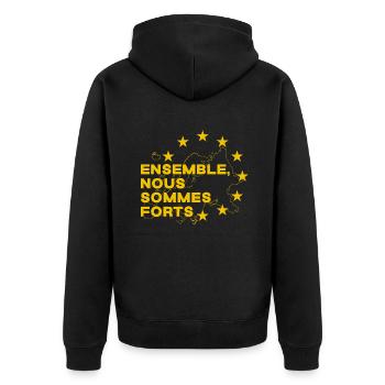 Europe - Together we are strong - EU - Unisex Premium Organic Zip Hoodie - black - Back - Nico (187cm)