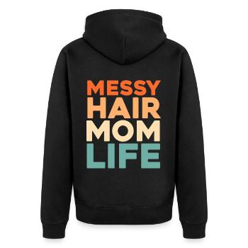 Mama Mutter Unordentliches Brötchen Mutterleben - Unisex Premium Bio Zip Hoodie - Schwarz - Hinten - Nico (187cm)