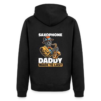 Saxophon Saxofon Skelett Fathers Day Dad - Unisex Premium Bio Zip Hoodie - Schwarz - Hinten - Nico (187cm)